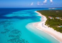 Luchtfoto van het strand van Curacao met hotels