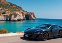 Luxury car on scenic coastal road